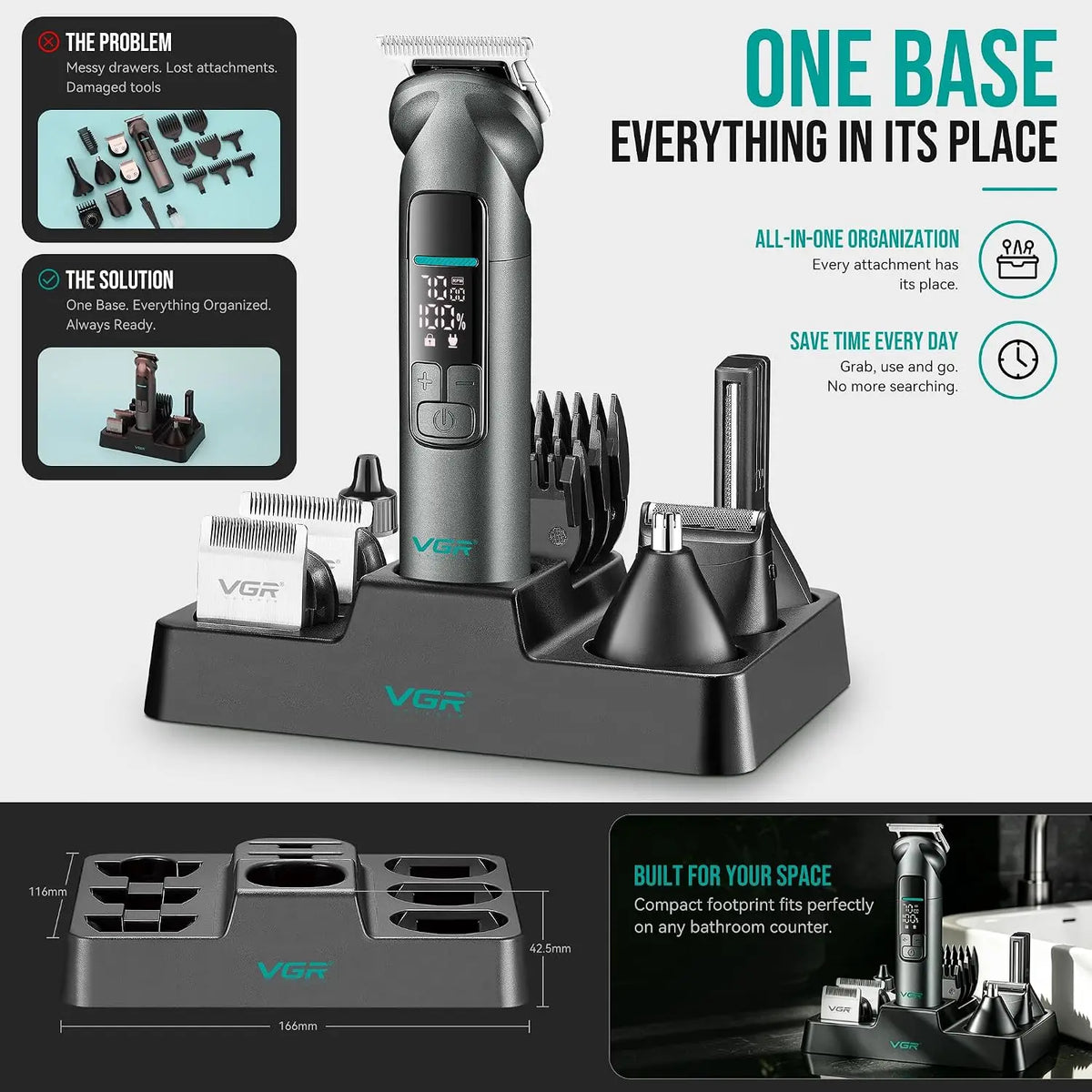 Beard Trimmer For Men, All-in-One Grooming Kit With Hair Clippers,