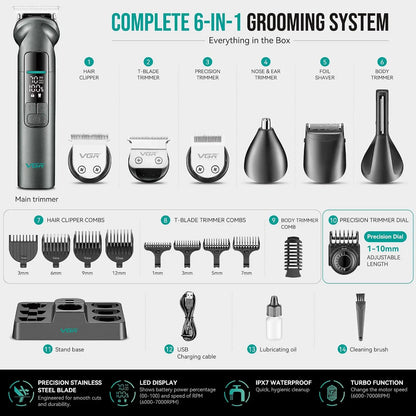 Beard Trimmer For Men, All-in-One Grooming Kit With Hair Clippers,