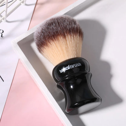 Black Handle Yellow Synthetic Hair Knot Mens Wet Shaving Brush