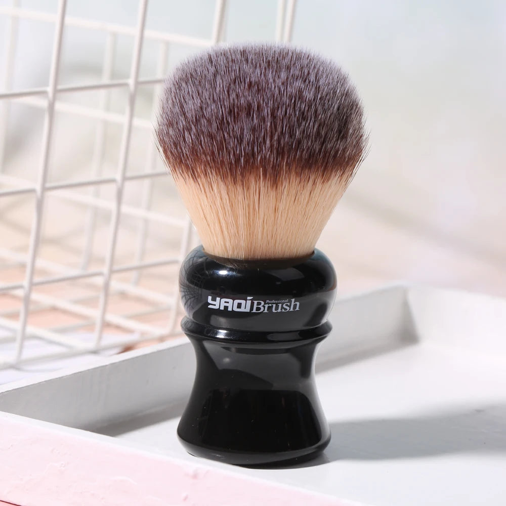 Black Handle Yellow Synthetic Hair Knot Mens Wet Shaving Brush