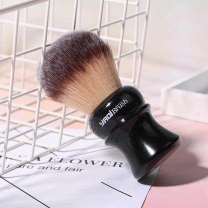 Black Handle Yellow Synthetic Hair Knot Mens Wet Shaving Brush
