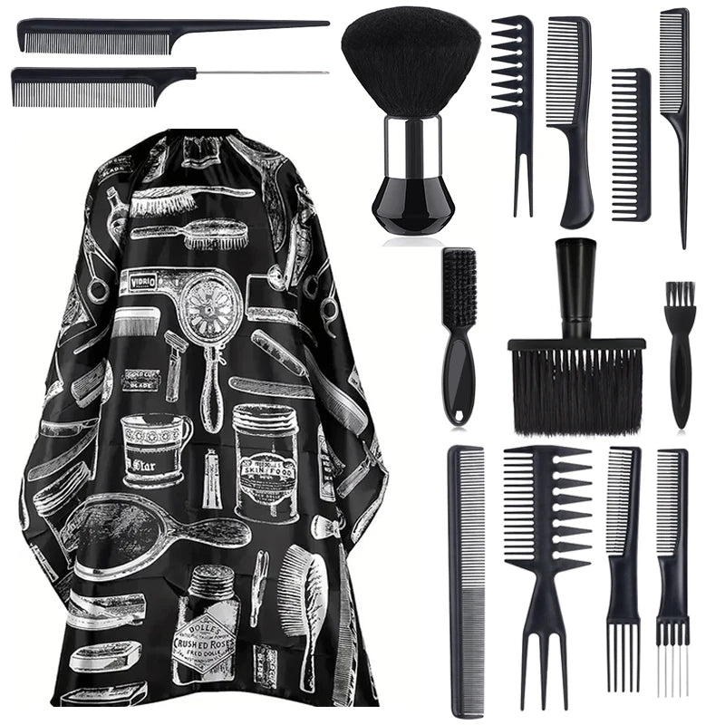 Salon Barber Cloak Set Barber Stylist Cloak with Adjustable Buckle Neck