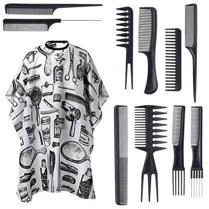 Salon Barber Cloak Set Barber Stylist Cloak with Adjustable Buckle Neck