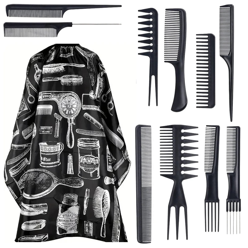 Salon Barber Cloak Set Barber Stylist Cloak with Adjustable Buckle Neck