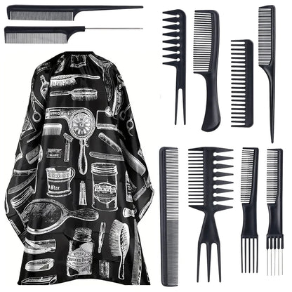Salon Barber Cloak Set Barber Stylist Cloak with Adjustable Buckle Neck