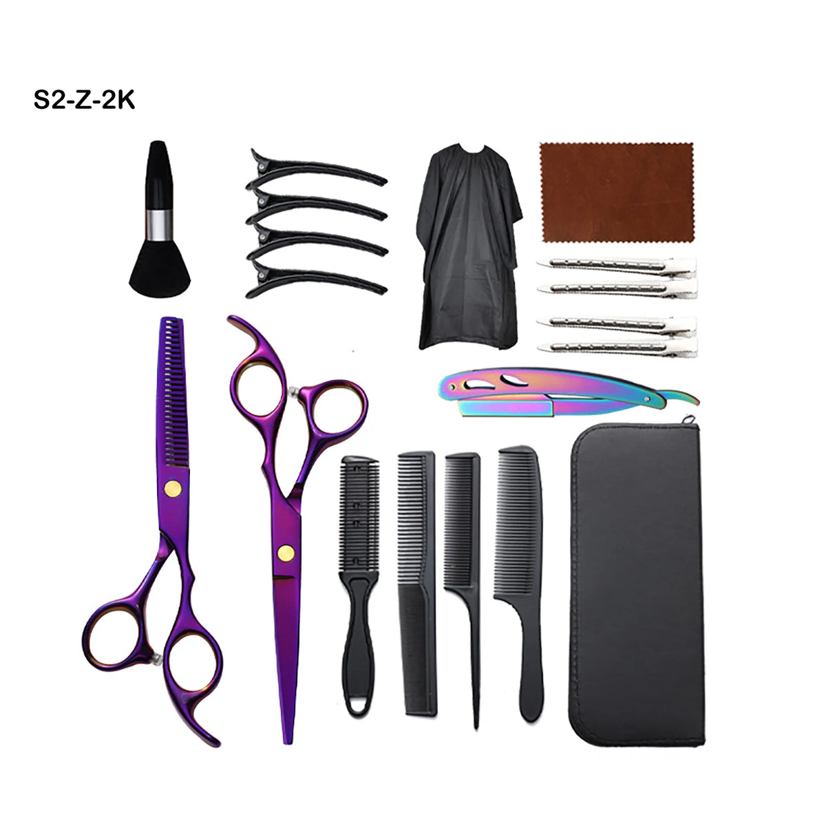 Barber Scissors Set, Stainless Steel Cutting Thinning Shears with Cape
