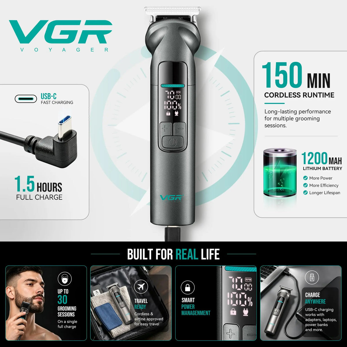 Beard Trimmer For Men, All-in-One Grooming Kit With Hair Clippers,