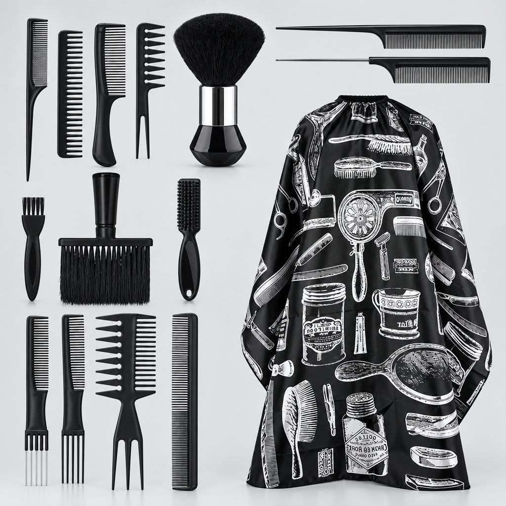 Salon Barber Cloak Set Barber Stylist Cloak with Adjustable Buckle Neck