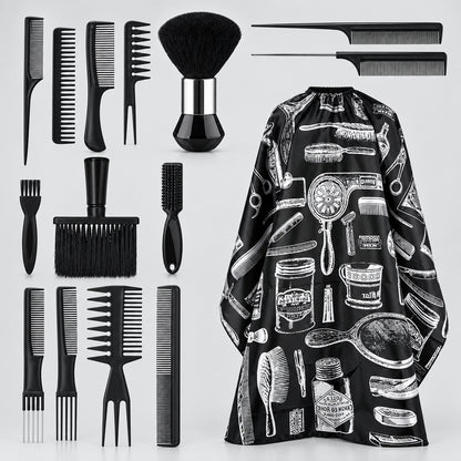 Salon Barber Cloak Set Barber Stylist Cloak with Adjustable Buckle Neck