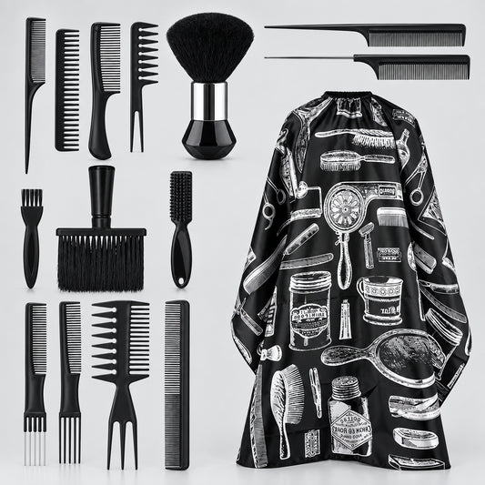 Salon Barber Cloak Set Barber Stylist Cloak with Adjustable Buckle Neck