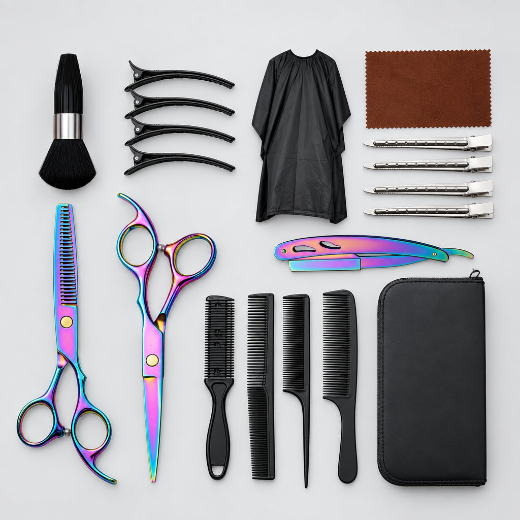 Barber Scissors Set, Stainless Steel Cutting Thinning Shears with Cape