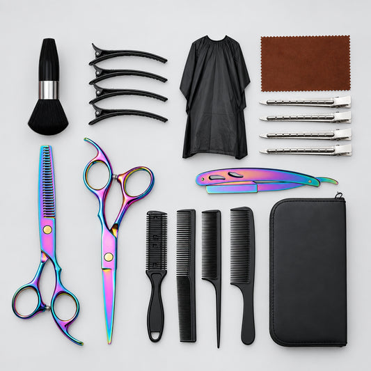 Barber Scissors Set, Stainless Steel Cutting Thinning Shears with Cape