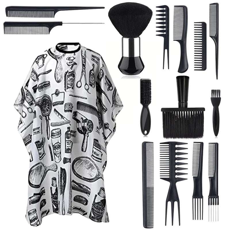 Salon Barber Cloak Set Barber Stylist Cloak with Adjustable Buckle Neck
