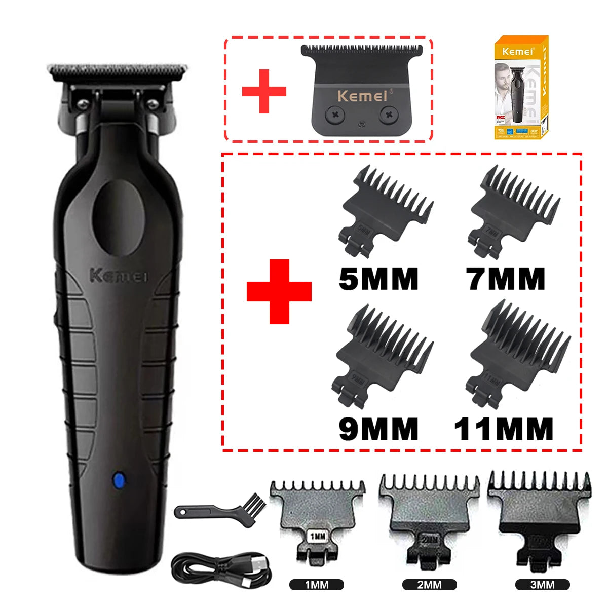 Barber Cordless Hair Trimmer 0mm Zero Gapped Carving Clipper